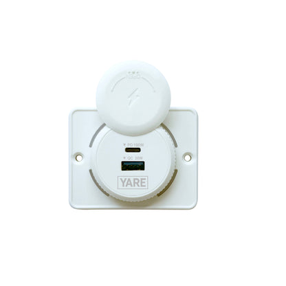 Flush Mount Charger – 120W 12/24 Volt Dual USB (100W USB-C + 20W USB-A) White