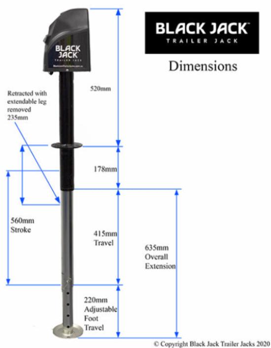 Black Jack Trailer Jack - BJTJ-1600 - Electric powered Caravan and Trailer Jack