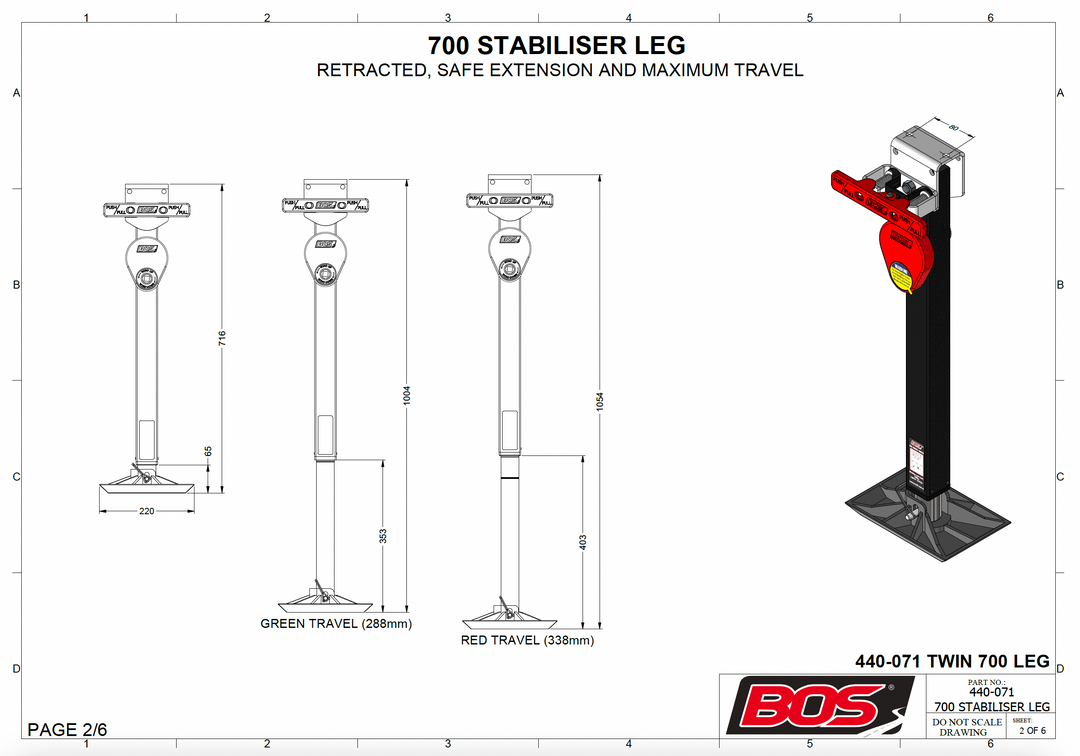 BOS 440-071 Stabiliser Leg 700mm (Pair)