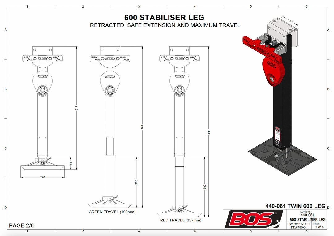 BOS 440-061 Stabiliser Leg 600mm (Pair)