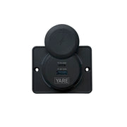 YARE Flush Mount Charger 85W 12/24 Volt Dual USB (65W USB-C + 20W USB-A) Black